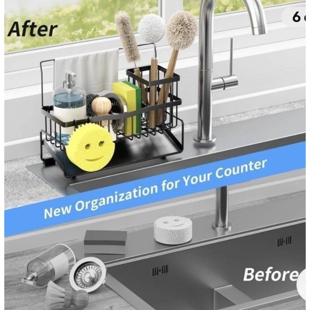 Adurei Sponge Holder for Kitchen Sink 304 Stainless Steel Self-Draining Sink Cad - Picture 6 of 6